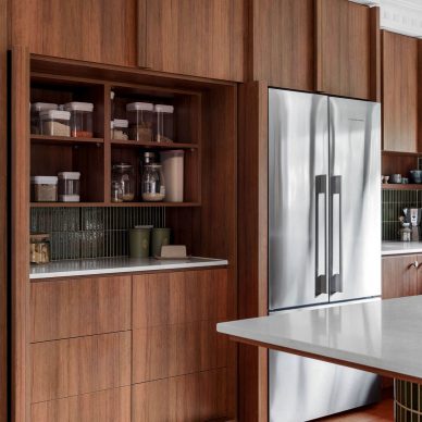 Modern Mid-Century Kitchen Renovation Interior Design Melbourne Reservoir Custom Cabinetry Pocket Doors