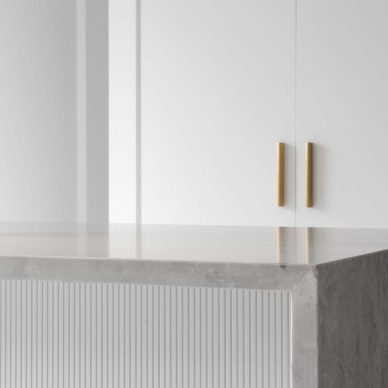 White Kitchen Renovation Port Melbourne Custom Interior Design Minimalist Kitchen Island Bench