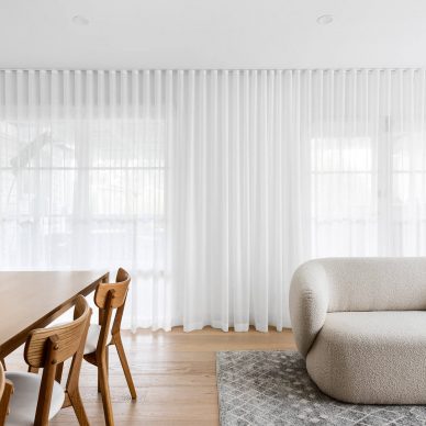 Montmorency Home Renovation living room white sheer curtains engineered flooring Melbourne Home Renovators Interior Design
