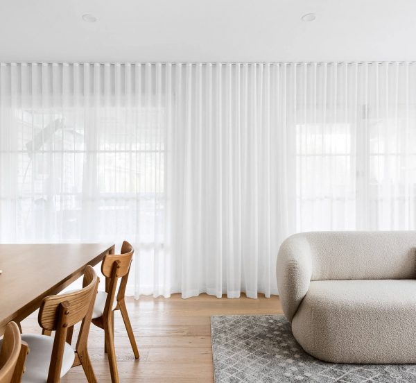 Montmorency Home Renovation living room white sheer curtains engineered flooring Melbourne Home Renovators Interior Design