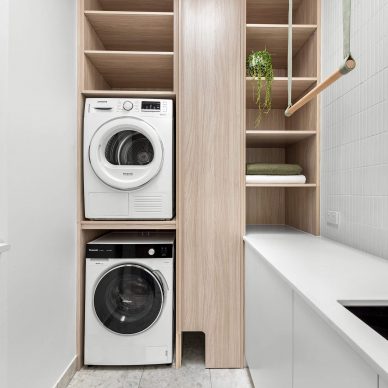 Laundry Renovation Thornbury Hanging Rail Cat Door Custom Joinery Design Interior Design Services Melbourne